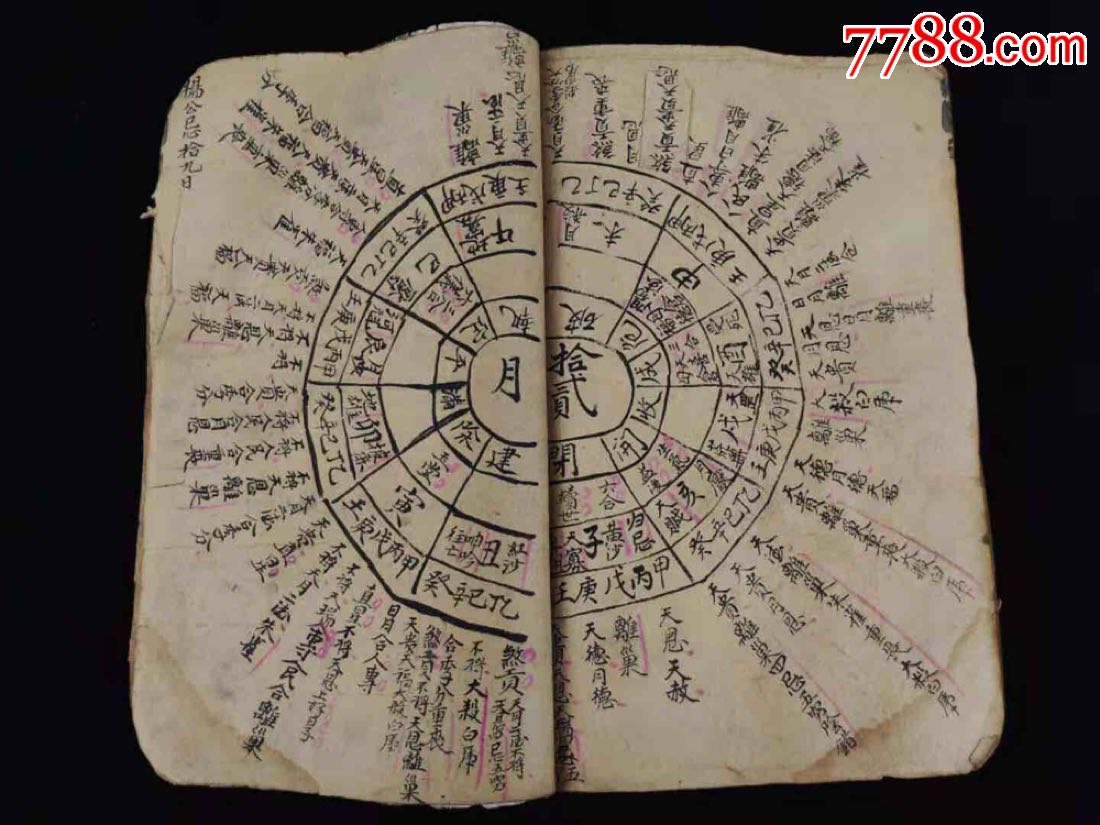 清代手抄《嫁娶通書》孤本,含禁婚歌訣丶月厭对图丶嫁娶周堂图`行嫁