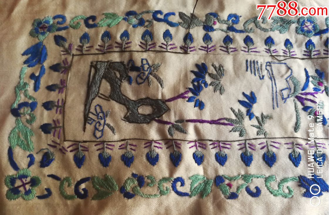 特价清代老刺绣绣片绣品4条共438元花鸟等图包老