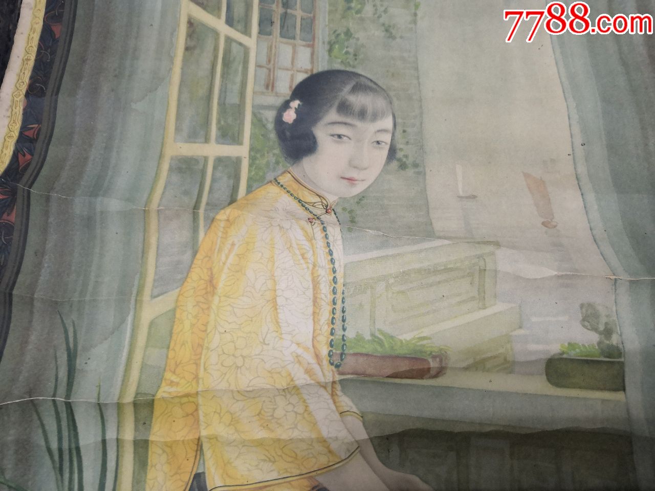 老宣传画收藏民国时期英美烟草公司赠送的美女广告画印刷品胡伯翔画