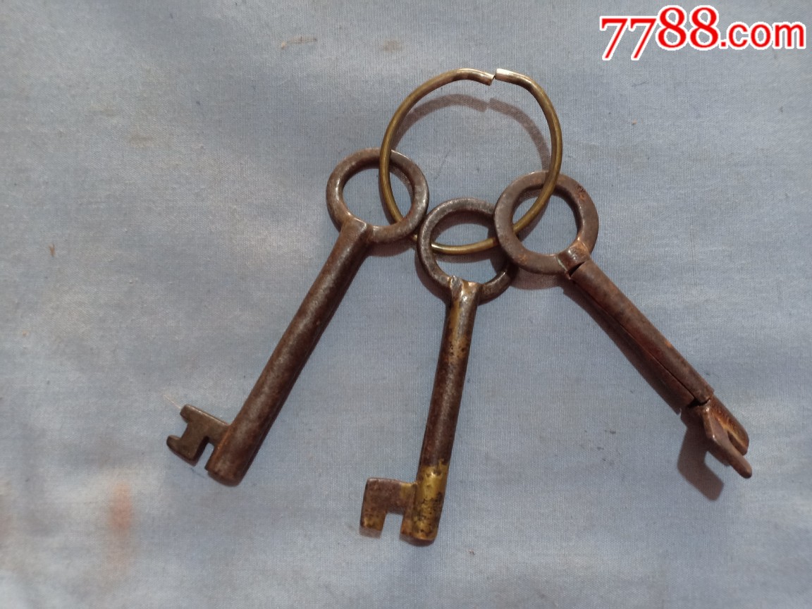 (箱16)民国老钥匙三把,7.5*1.8cm
