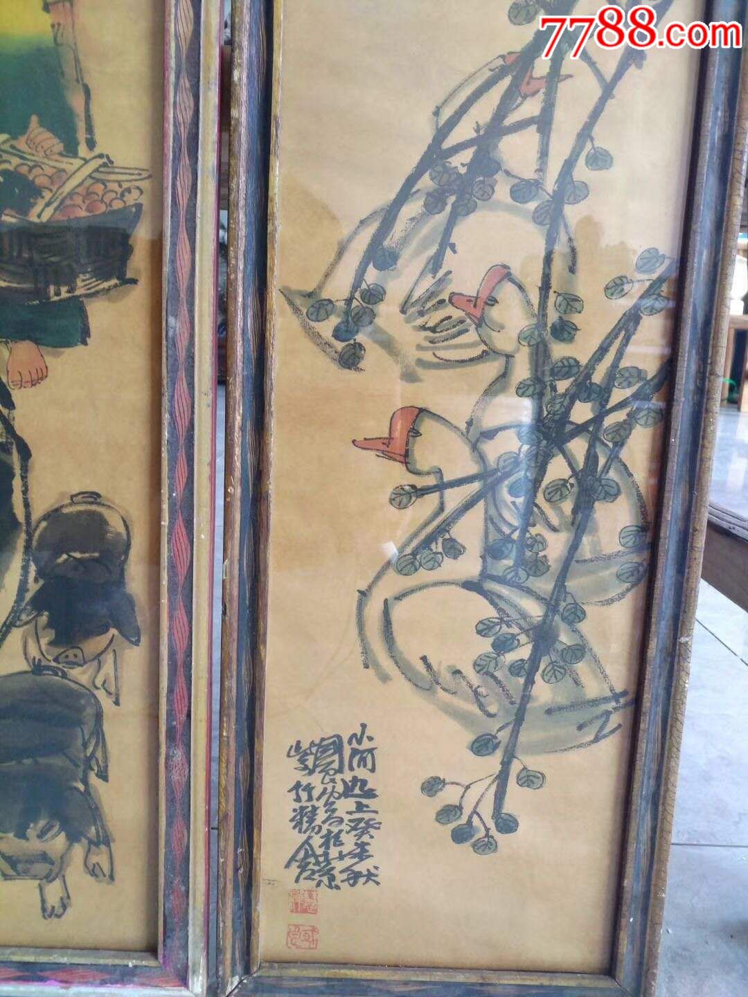 玻璃画_人物国画原作_古董老家具一手货【7788收藏