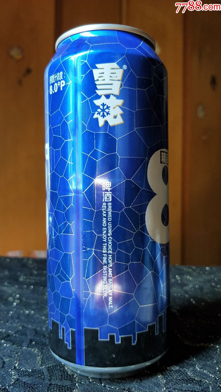 12易拉罐子收藏-雪花啤酒精品8度500ml(罐底爆)