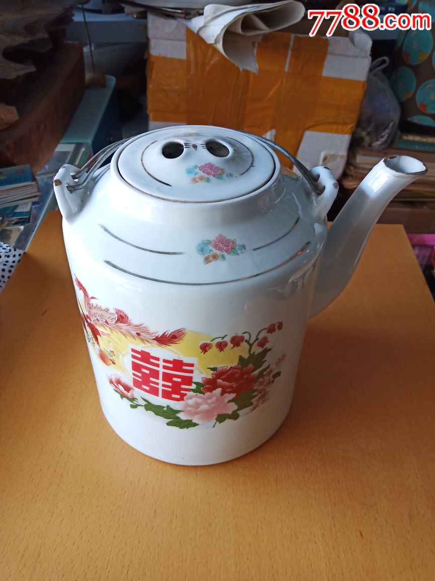 80年代双喜凤戏牡丹一号大茶壶