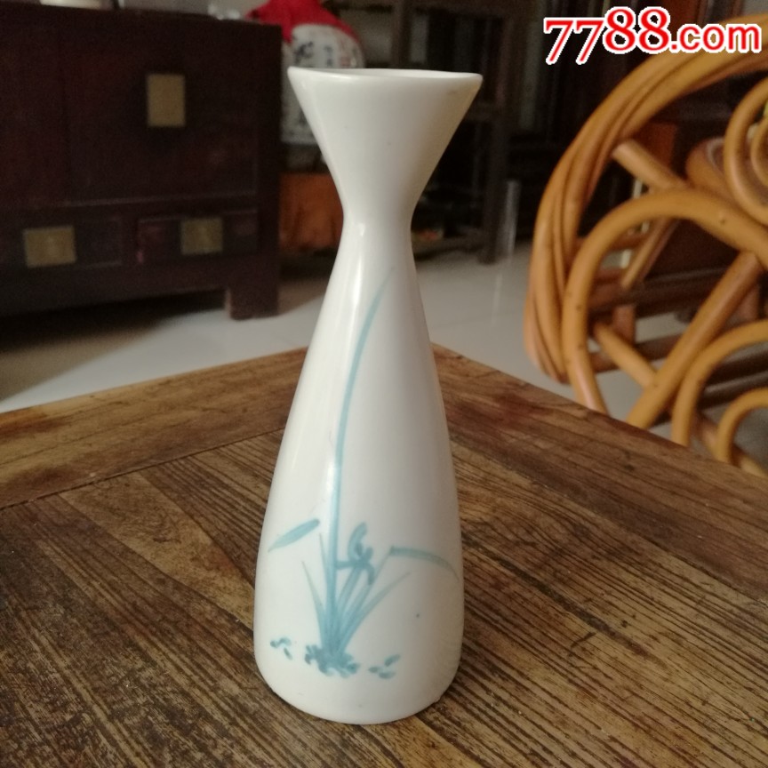 怀旧老物件五六十年代手绘兰花瓷酒壶