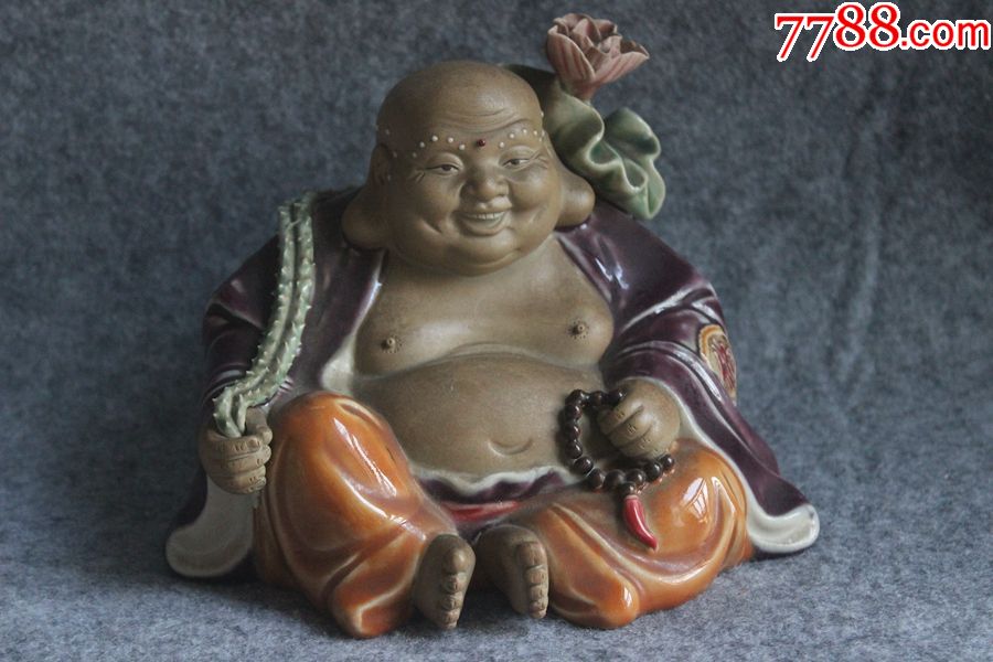 老瓷器大肚佛弥勒佛布袋佛摆件大师周永锵弥作品18*13