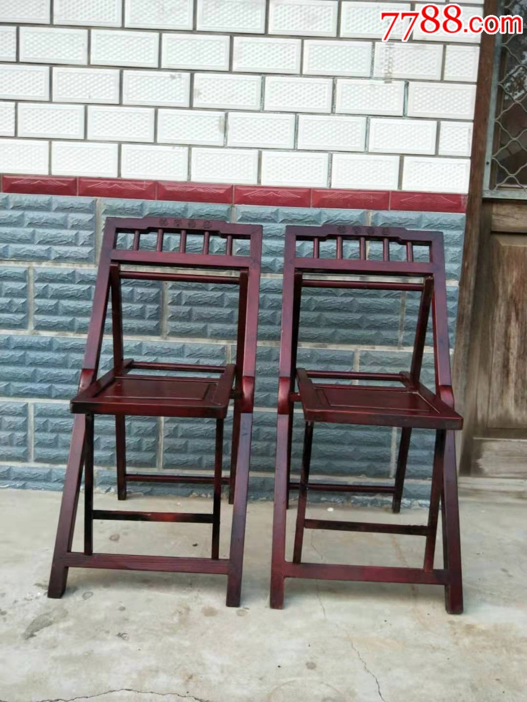 民国时期榉木折叠椅交椅