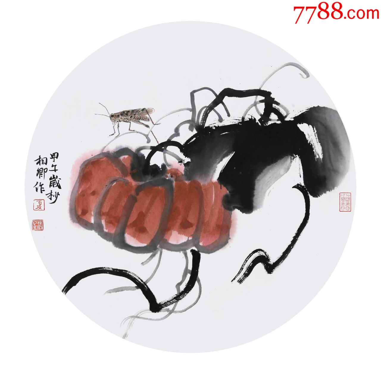 夏相卿27件作品写意花鸟小品圆光直径42cm_花鸟国画