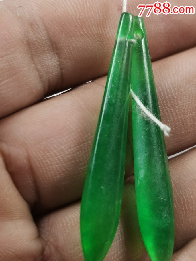 清代老翡翠坠子一对