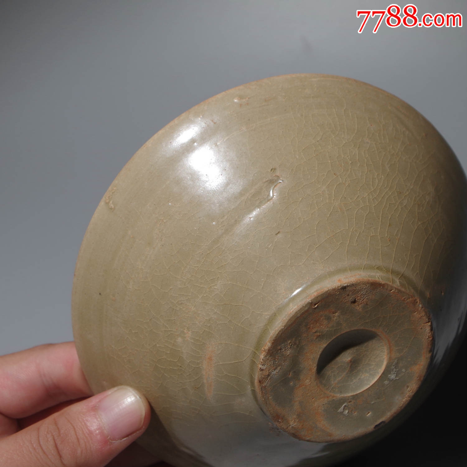 唐代越窑玉璧底碗包老保真古玩古董瓷器