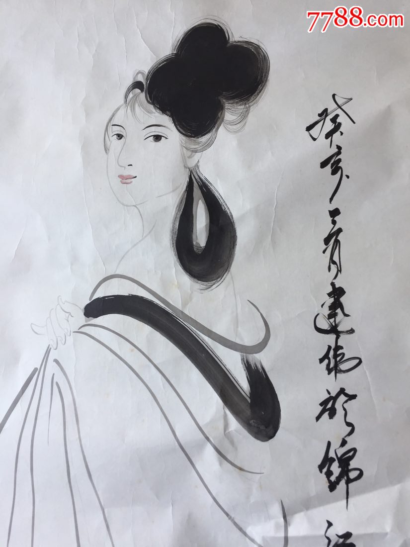 著名国画油画大师黎建伟80年代所绘作品神态优雅13986女