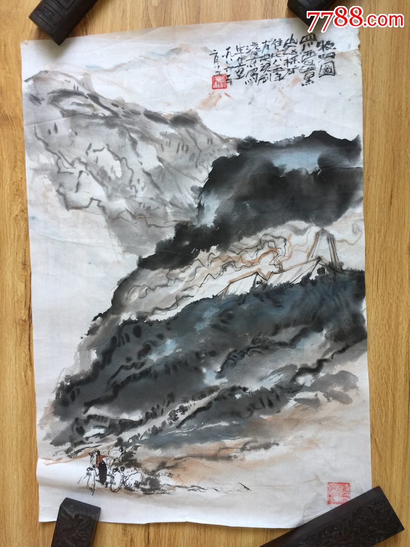 著名国画油画大师黎建伟所绘作品牧归图