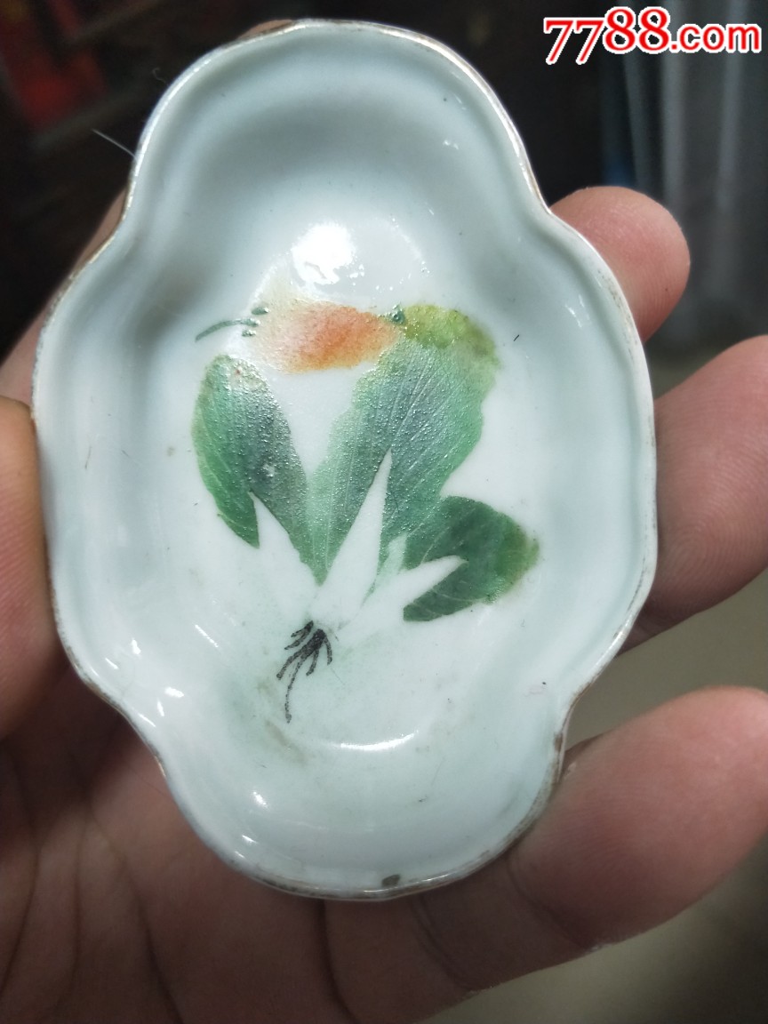 古玩瓷器民国时期白菜白菜笔舔笔蘸全品_价格320.