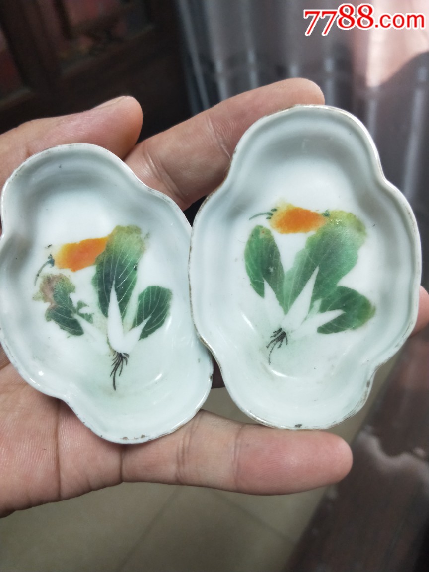 古玩瓷器民国时期白菜白菜笔舔笔蘸全品_价格320.