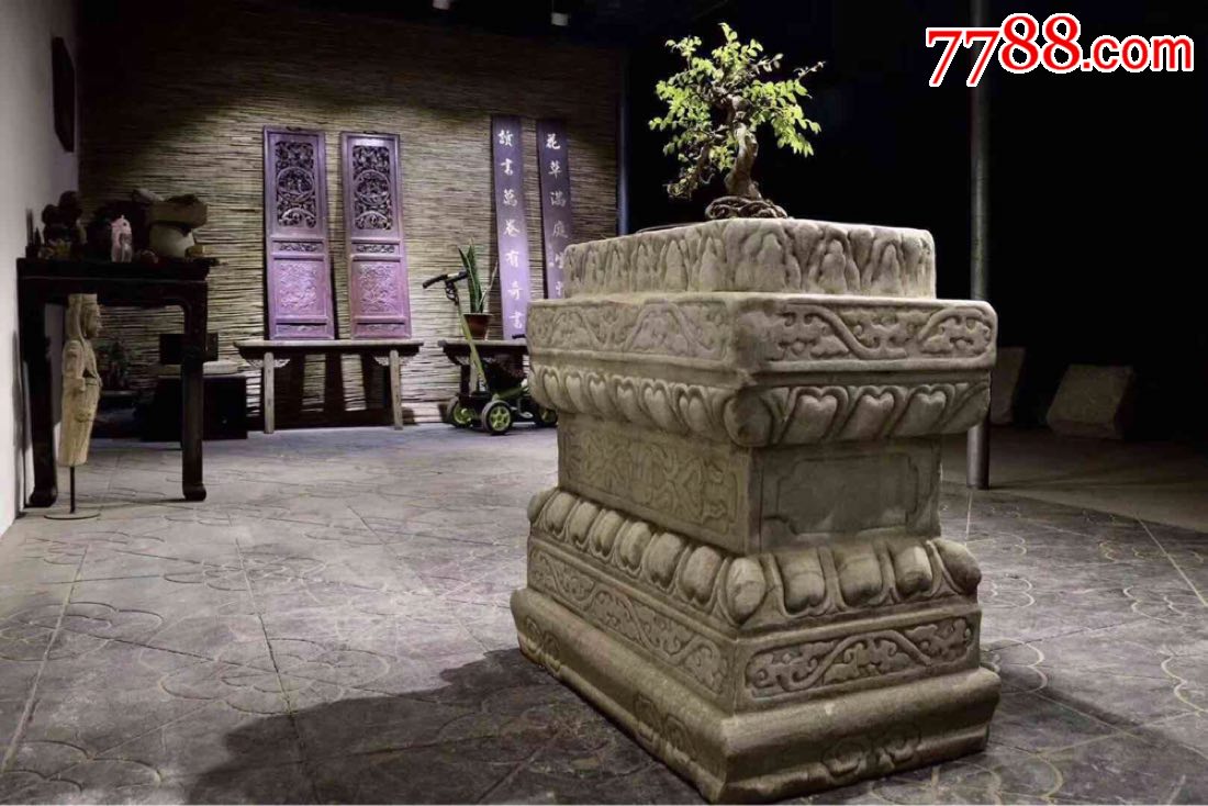宫廷风汉白玉须弥座高80宽80厚50皮壳老辣造型独特气势雄伟满工雕