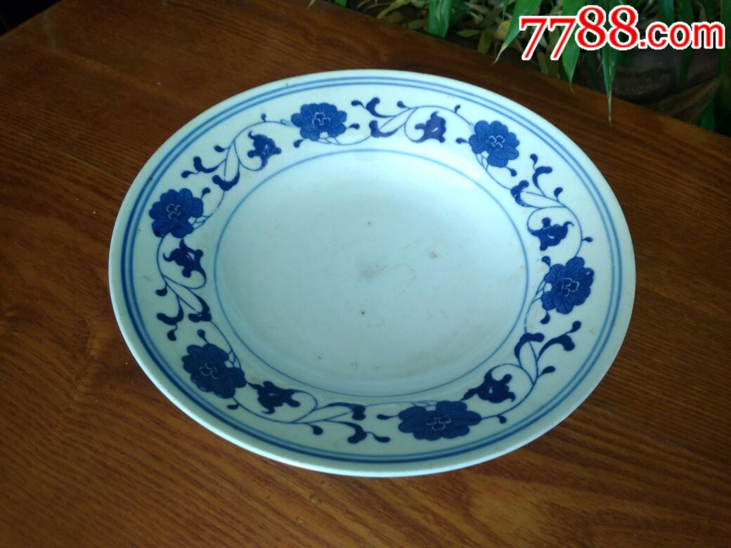 景德镇瓷盘子,青花瓷,白地青花,七十年代(20世纪),碟/盘,花卉,景德镇