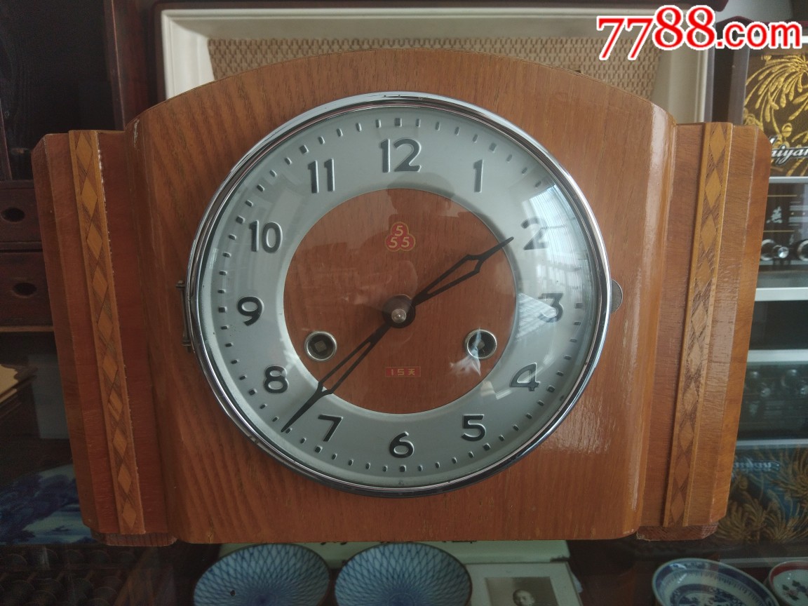 时期六七十年代中国老上海三五牌555牌老座钟老钟表机械上弦老式台钟