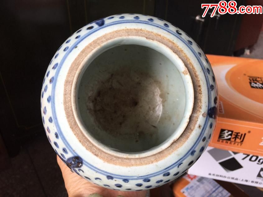 明代青花老罐子盖罐,开门老货包真_价格650.