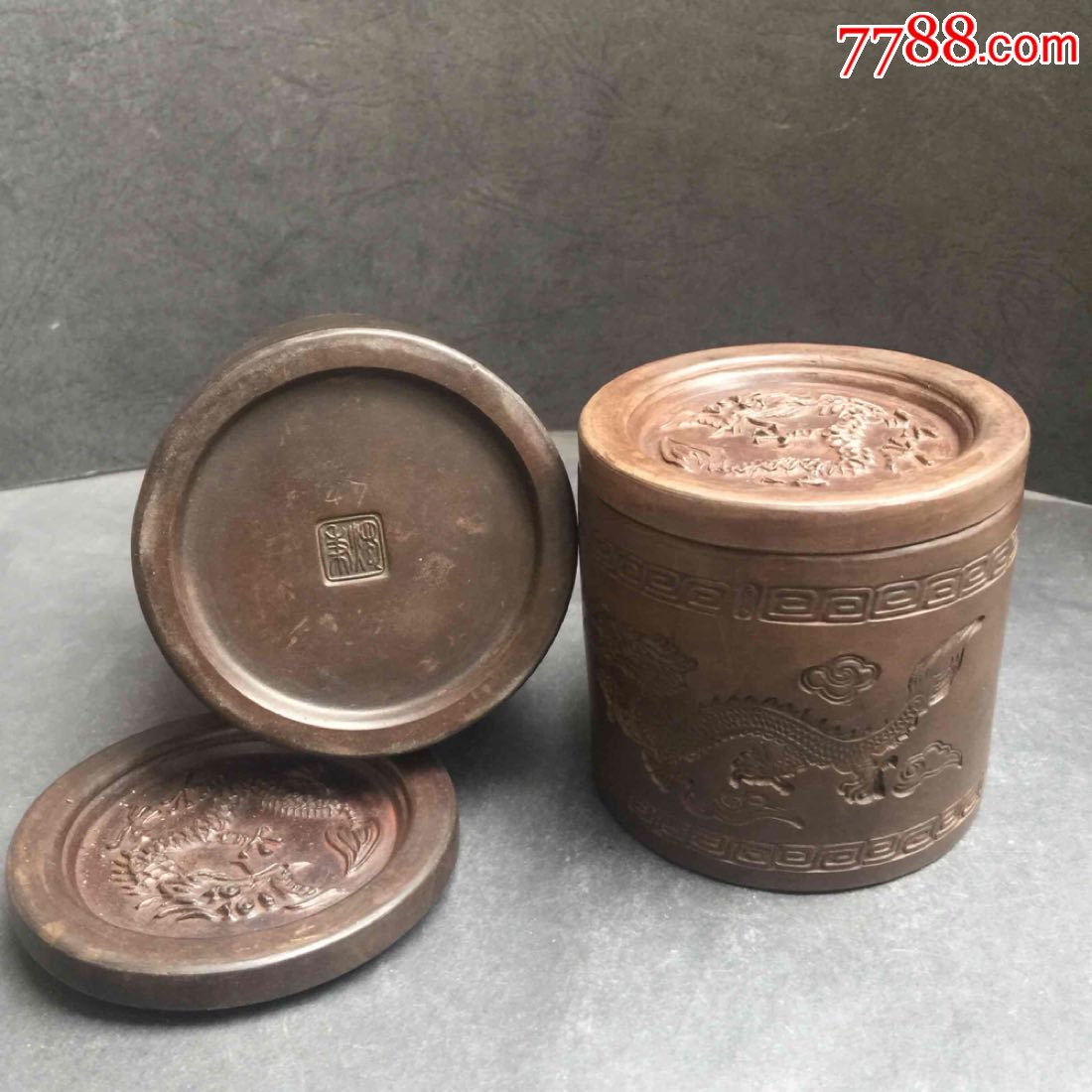 蛐蛐罐蟋蟀盆名家张秉烛早期大年份秉烛款滚龙配罐带罐7580品相完整功