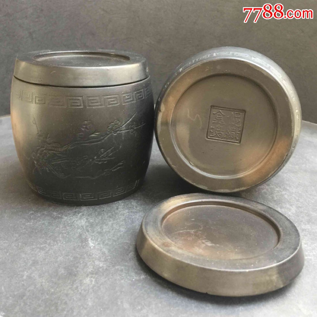 蛐蛐罐蟋蟀盆名家张宗玉早期大年份胶泥大口径配罐带罐,干枝梅花