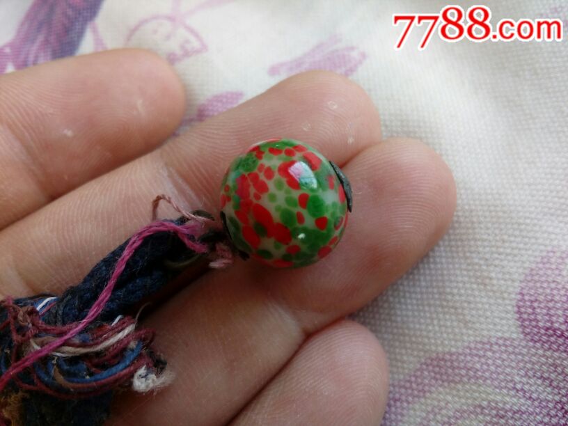 清代点彩老琉璃珠_价格199.