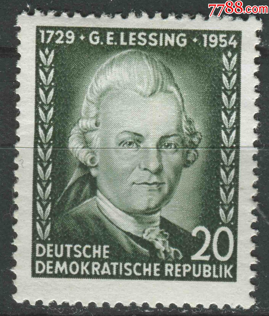 德国邮票东德1954年诗人莱辛诞生225周年1全新
