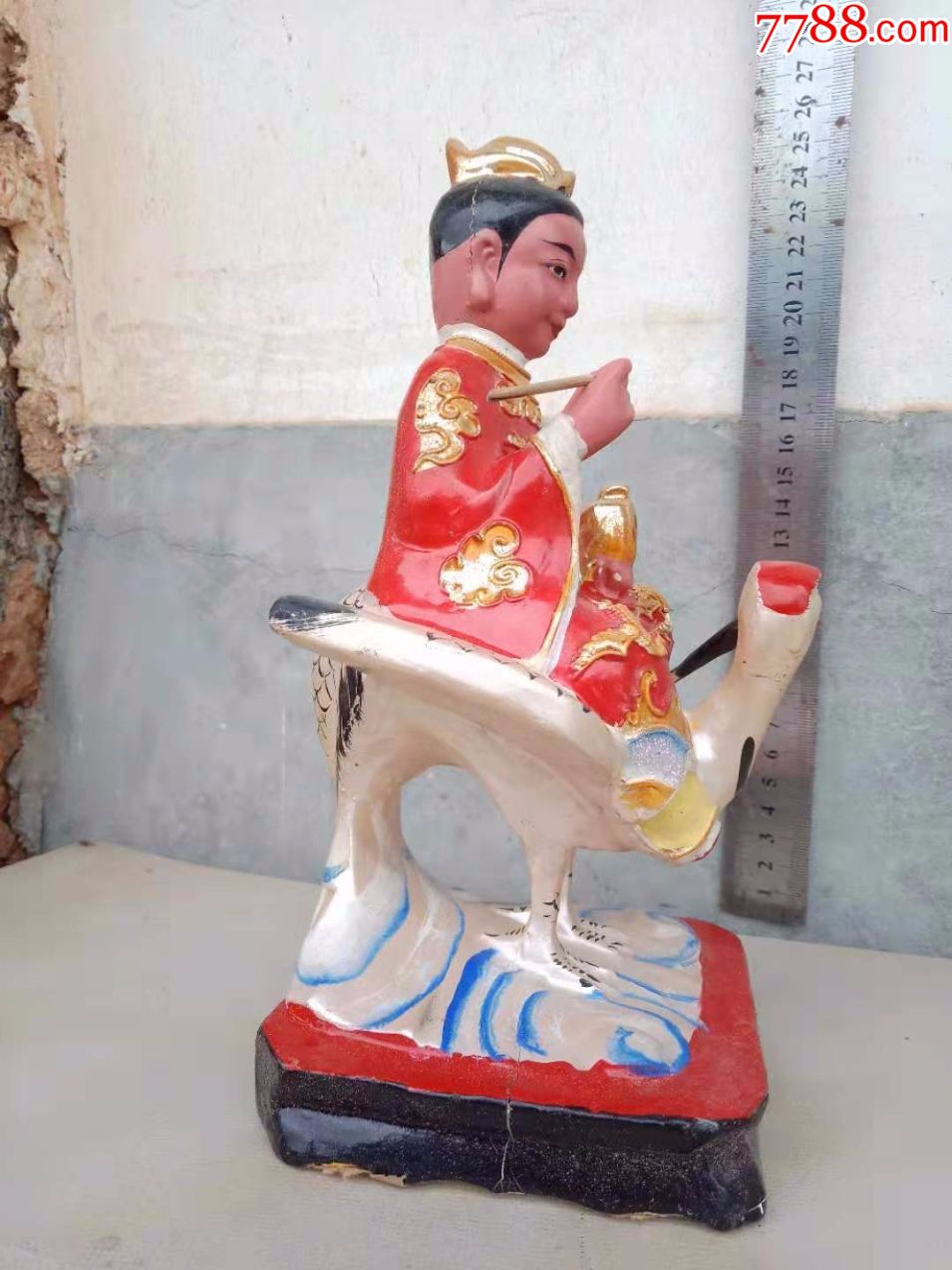 包邮一口价,樟木雕刻,人物神仙童子骑着仙鹤,欢迎光临