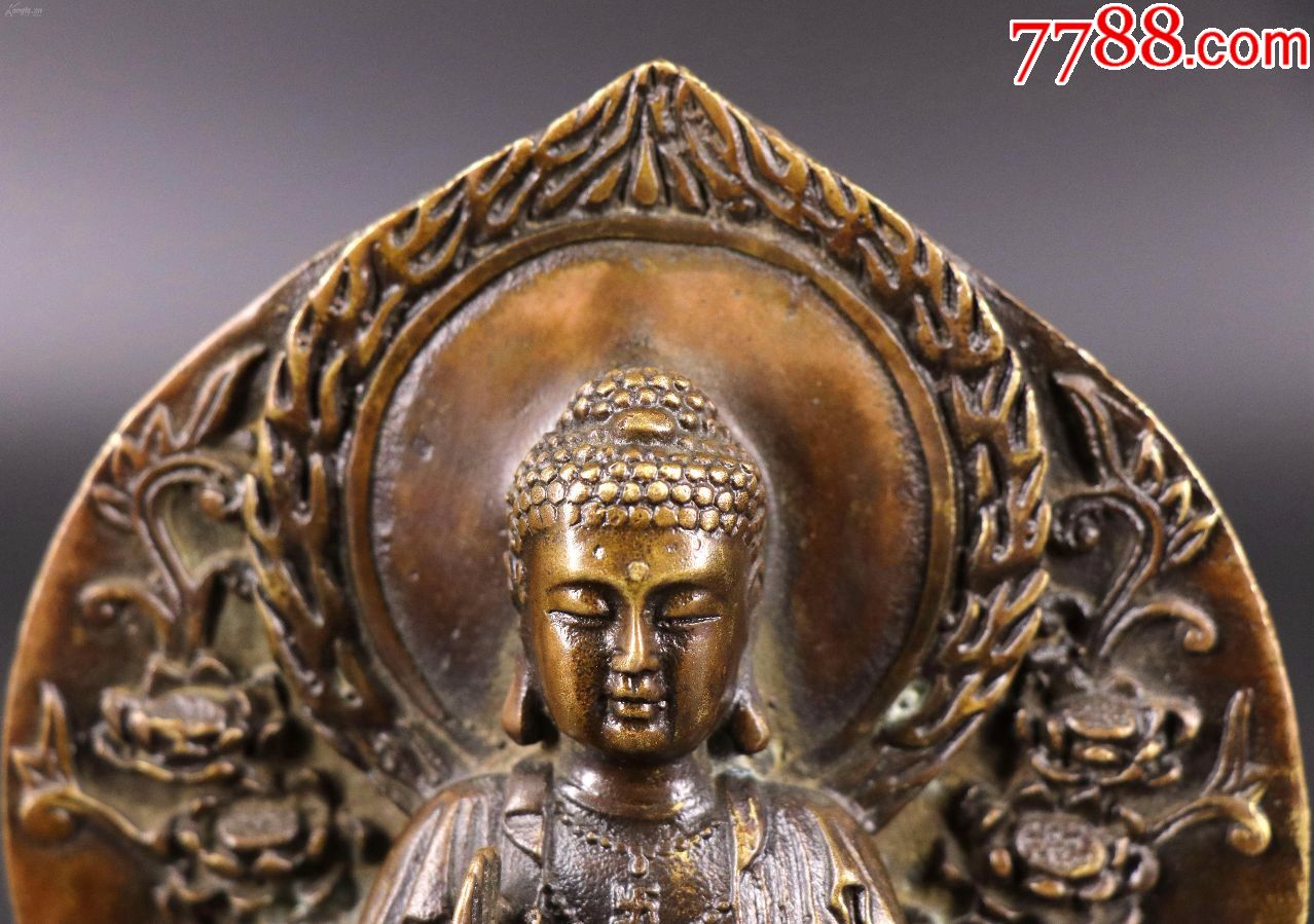 海外回流《原包浆古铜莲花座佛像》☆佛教美品