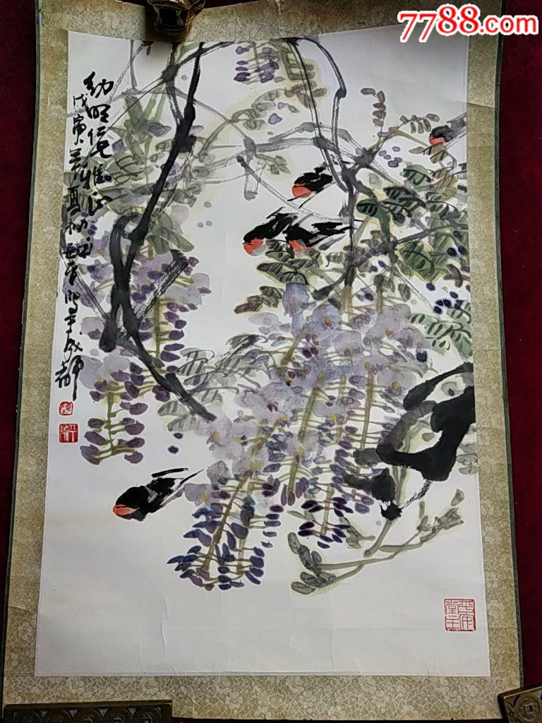 著名画家陈毓平花鸟画原作尺寸67x45厘米