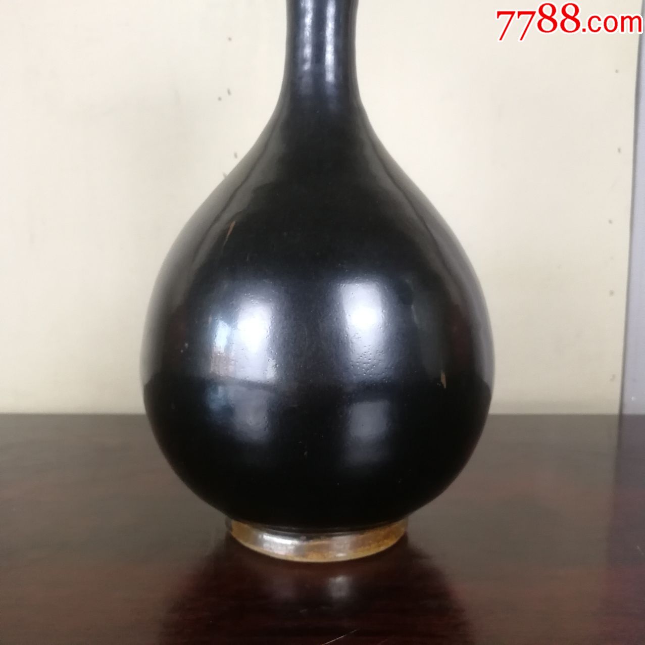玉壶春瓶黑釉瓷瓶
