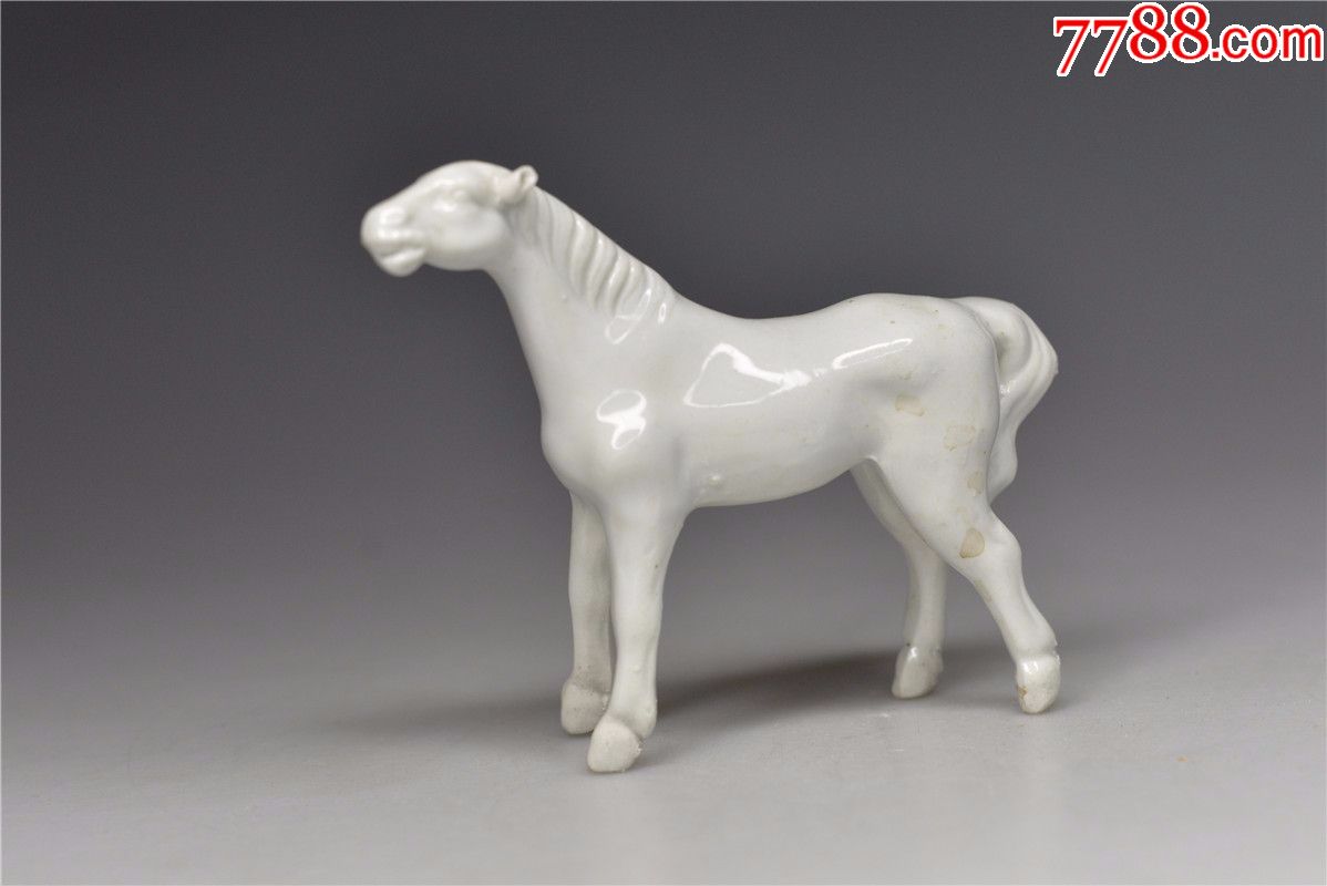 瓷塑白釉瓷马瓷雕瓷像陶瓷动物摆件玩具