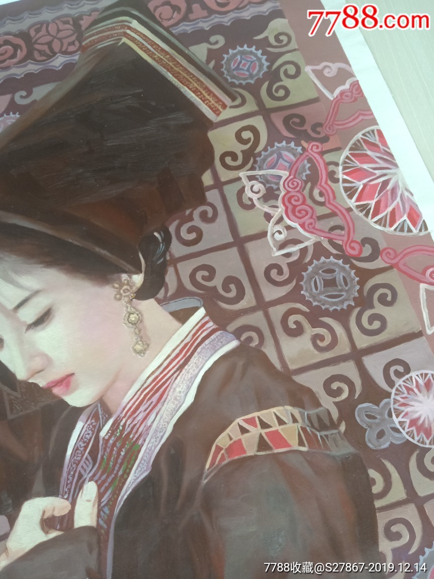 精致少数民族少女,朝鲜油画