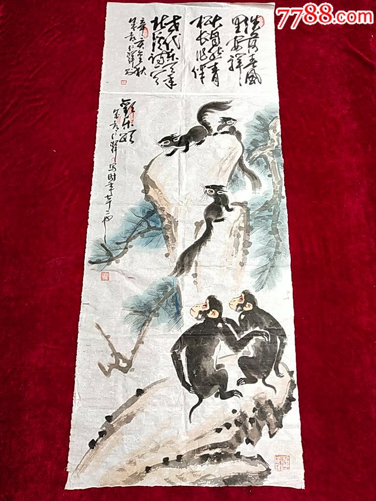 著名画家周仁辉画原作尺寸180x70厘米
