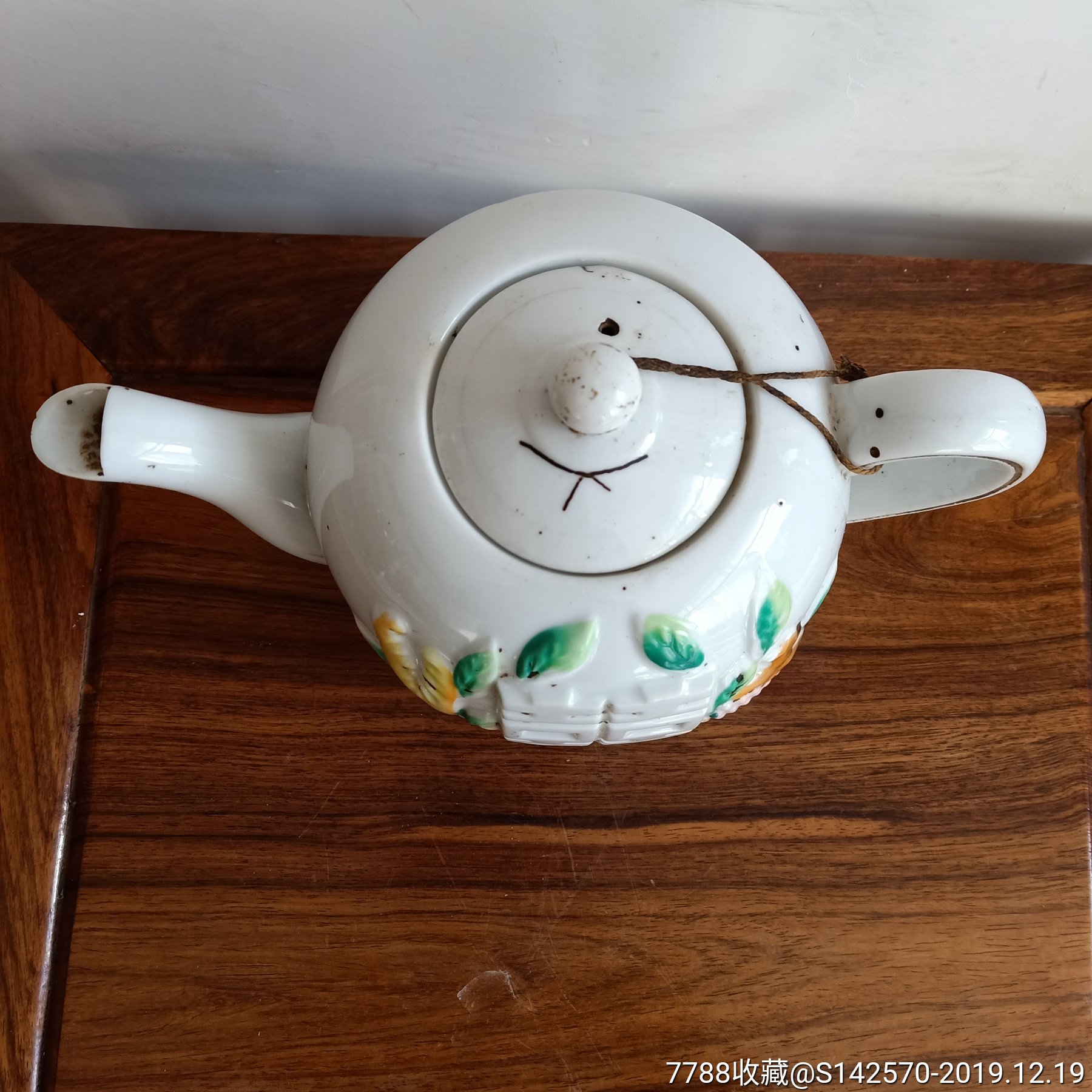 民国时期粉彩三多喜子茶壶全品如图保老保真