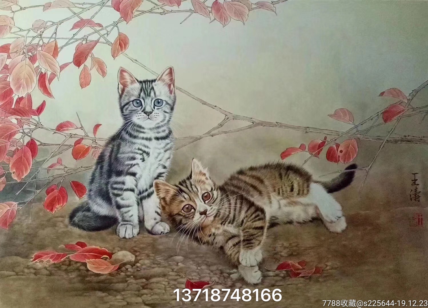 画家王涛工笔画猫