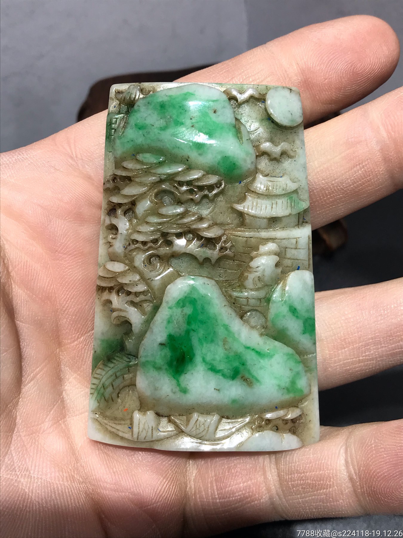 缅甸翡翠a货山水人物牌子