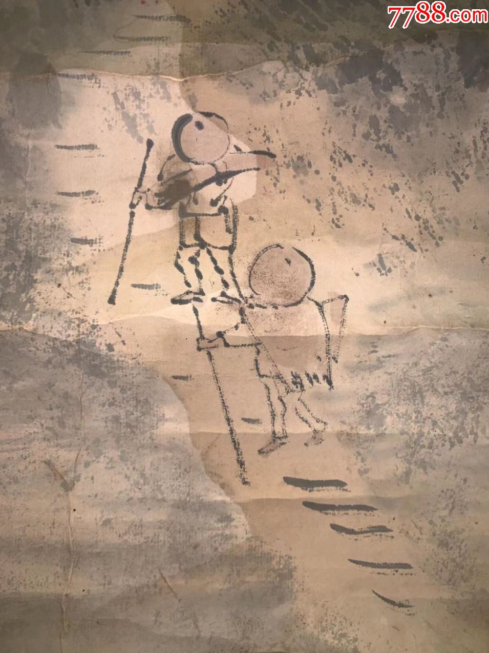 樵夫登山古字画民国清代老字画浮世绘画日本春茶室书房