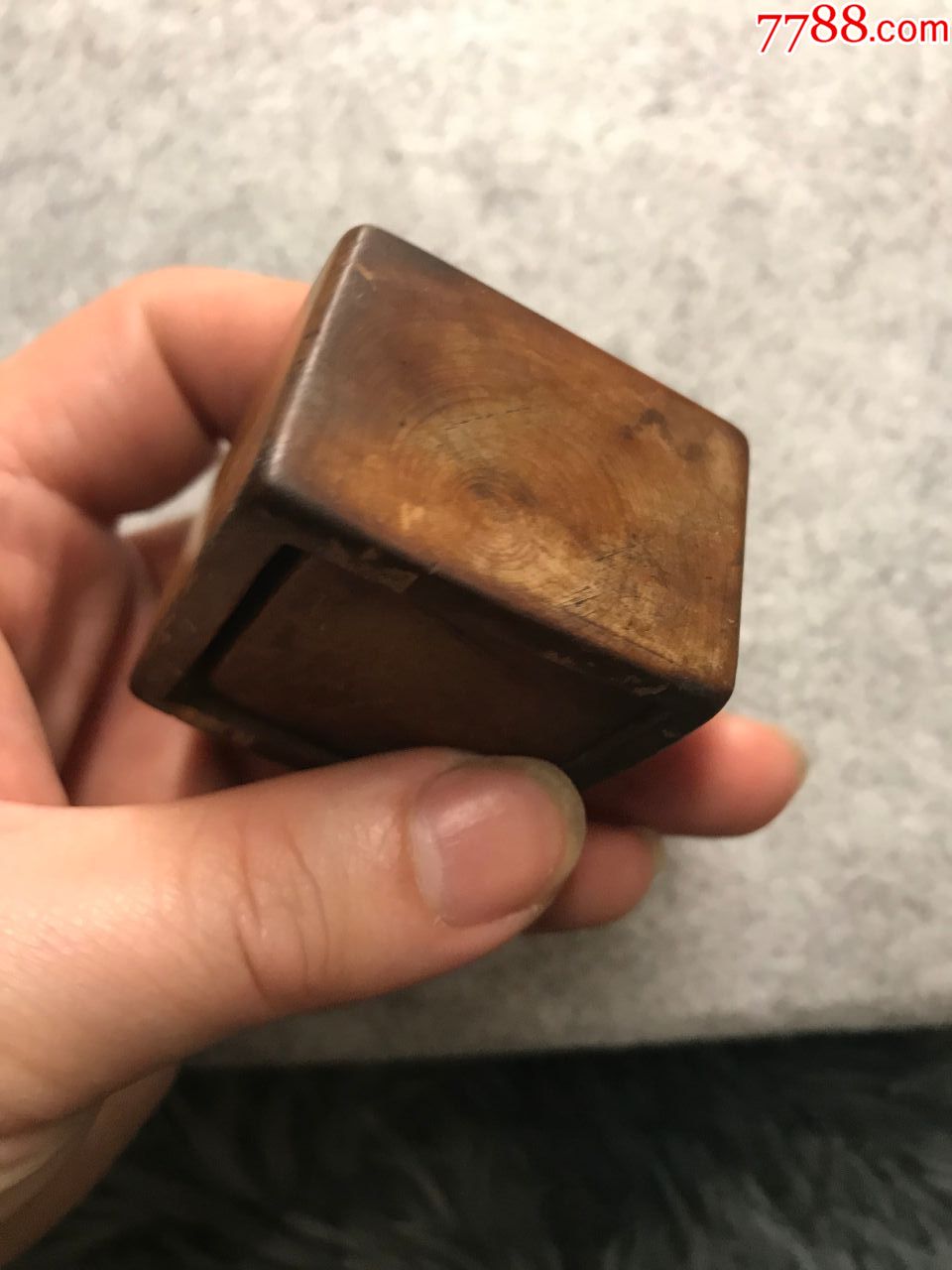 清代黄杨木压宝盒整块黄杨木雕刻的玩具赌具类用品