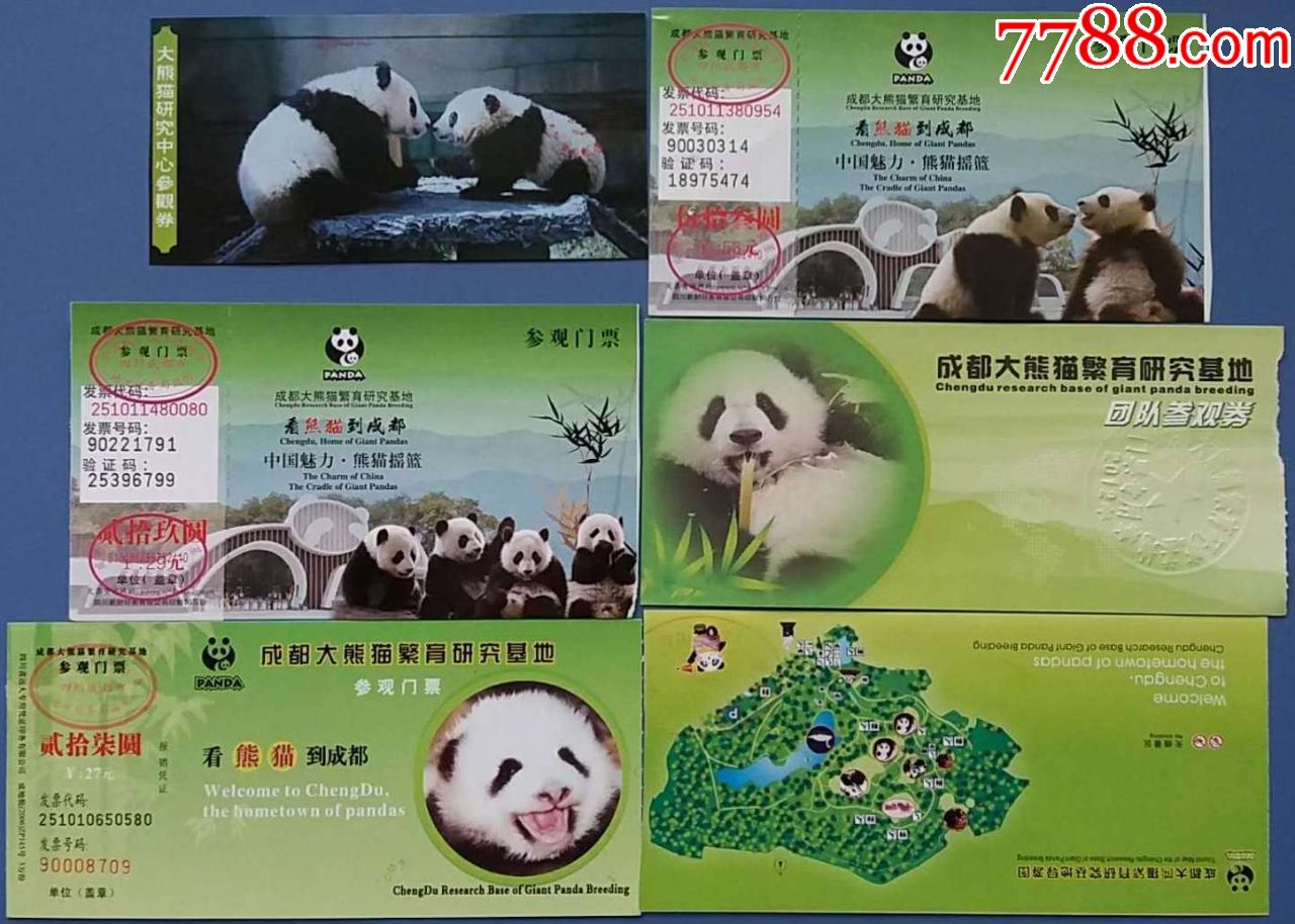 成都大熊猫基地门票6种合售