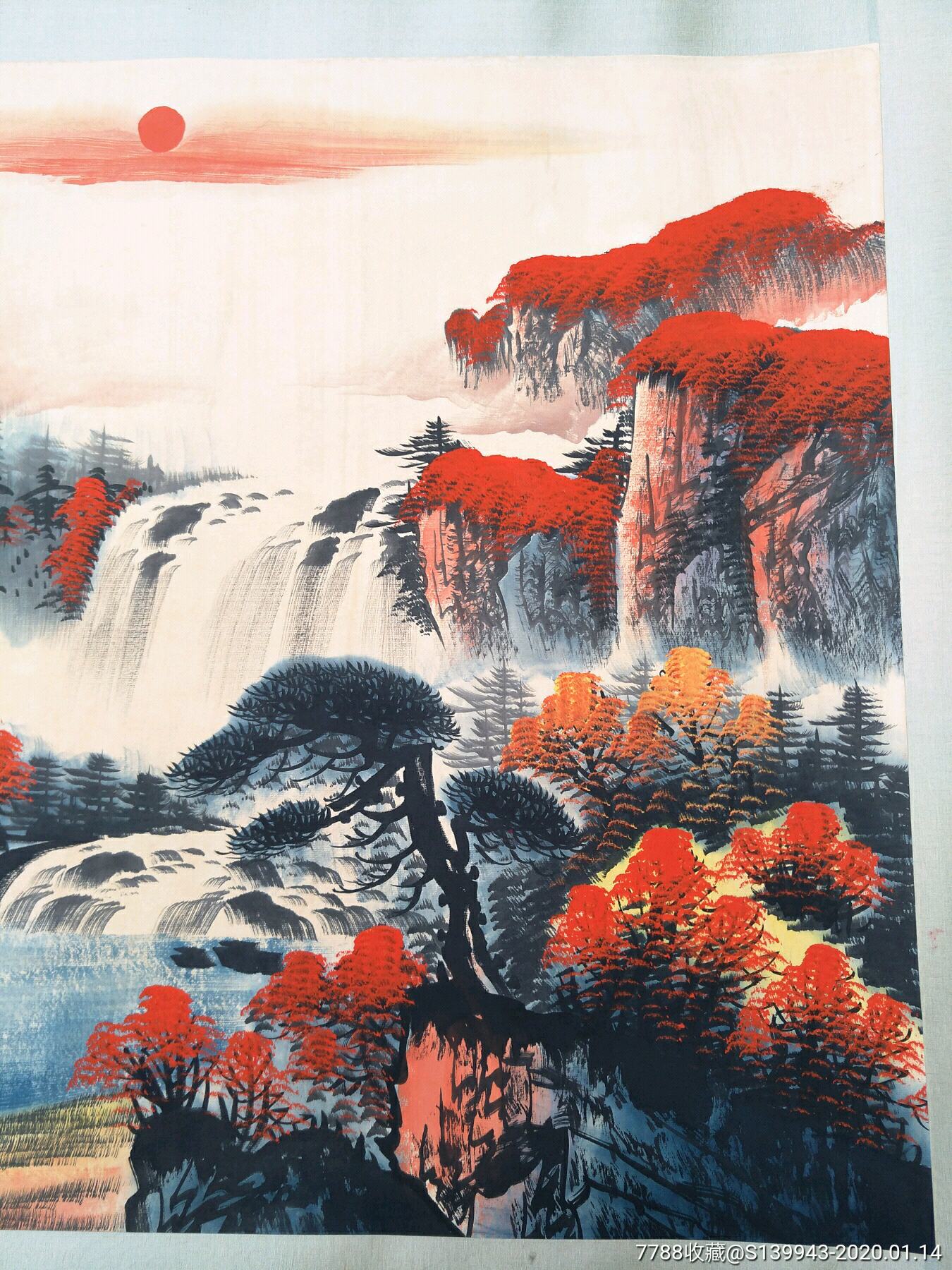 纯手绘的横幅山水画万山红遍