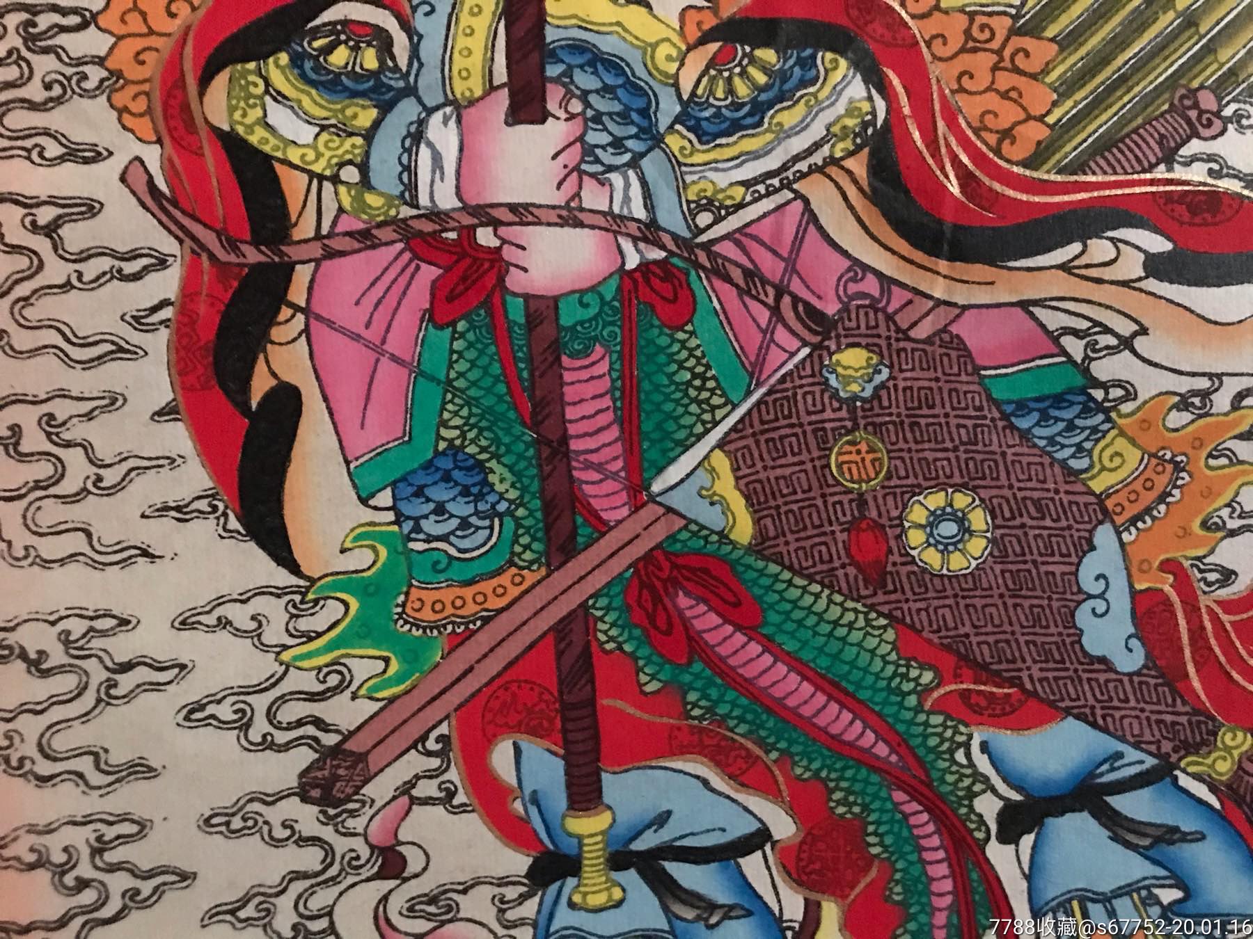 精美杨柳青木版年画《门神》一对-版画原作-7788收藏
