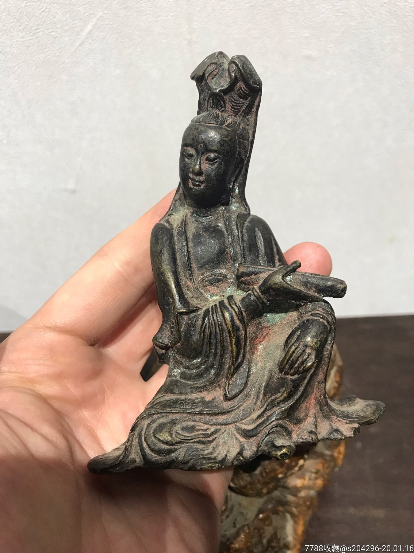 清代卷书观音菩萨铜佛像