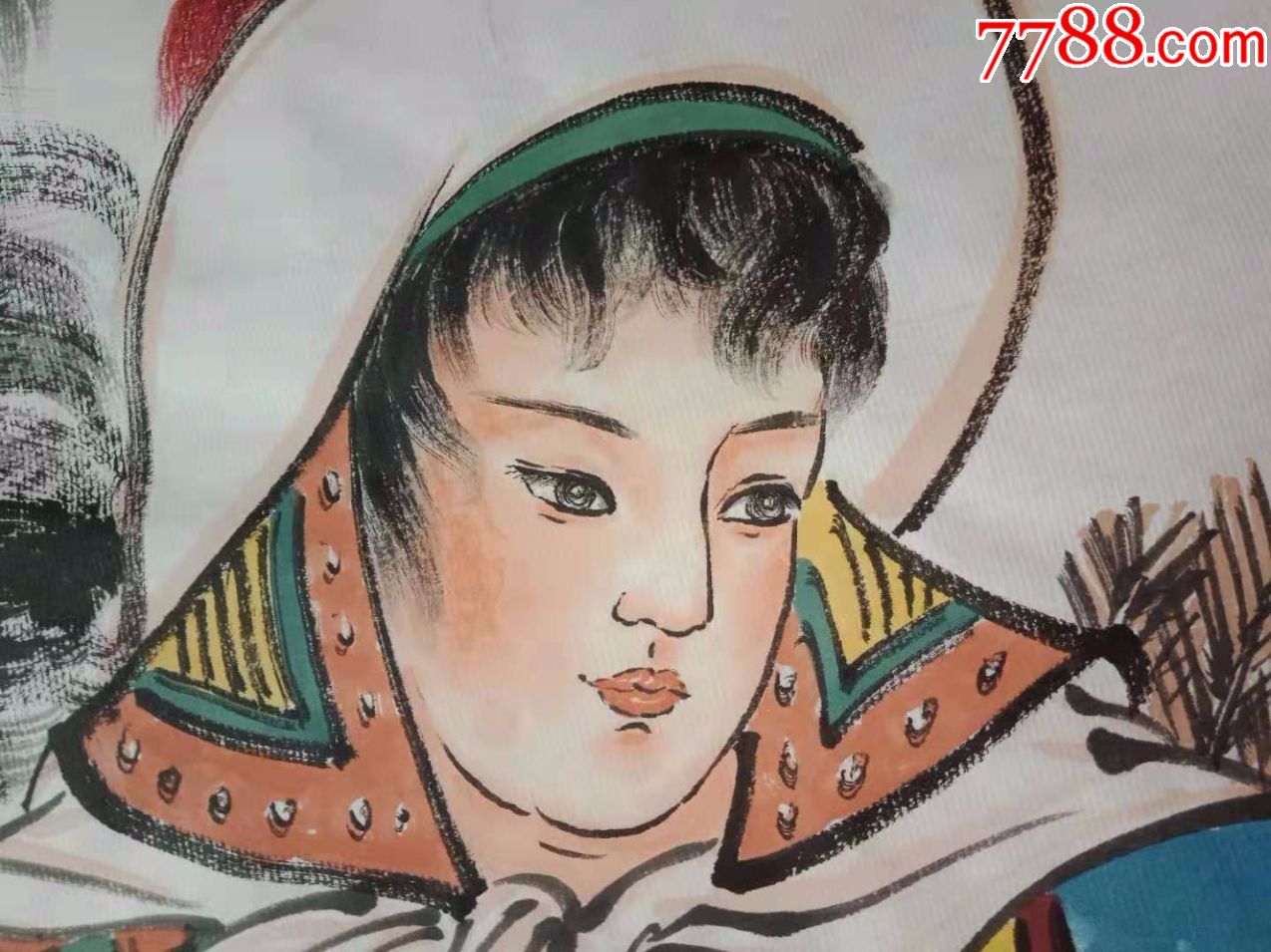 保证纯手工绘画,人物画国画,工笔重彩仕女画,花木兰从军,包邮