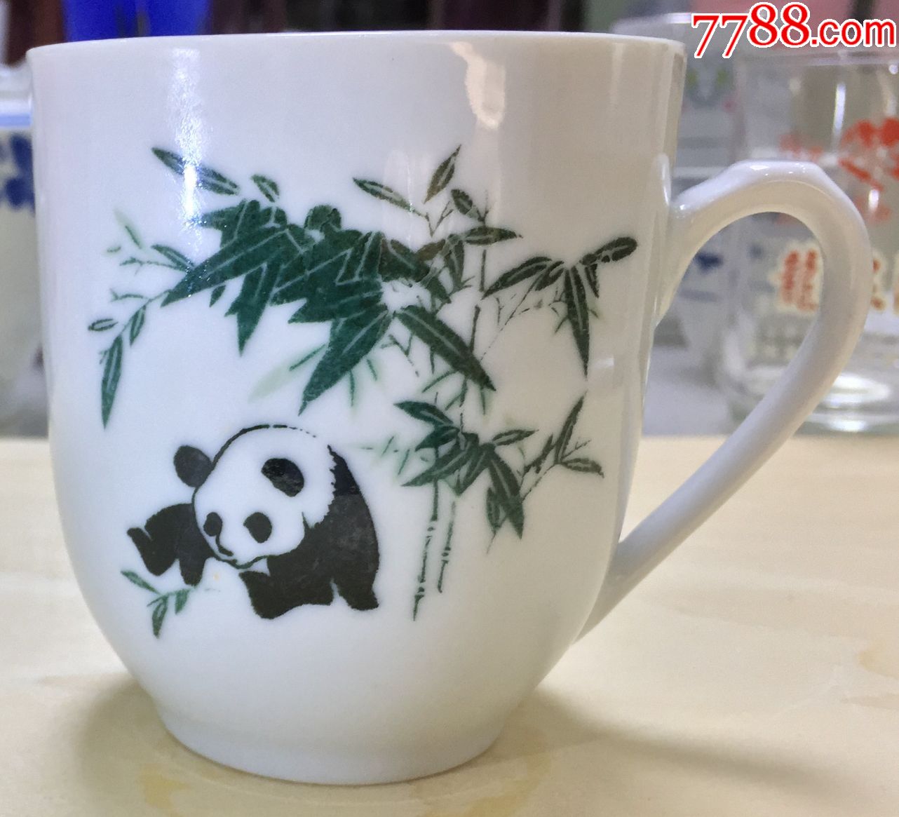 八十年代湖南醴陵瓷醴陵国光大熊猫茶杯完整少见陈设