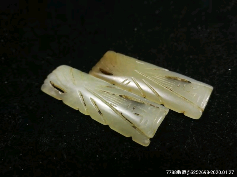 清代和田玉翁仲花片一对新疆和田玉古玉老玉明清玉器包老保真