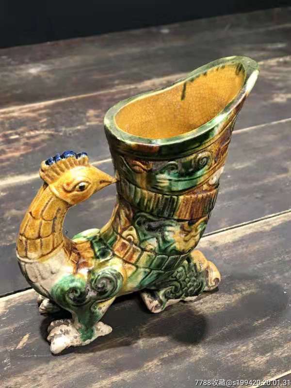 下乡所得老窑出土唐三彩敞口老酒樽!