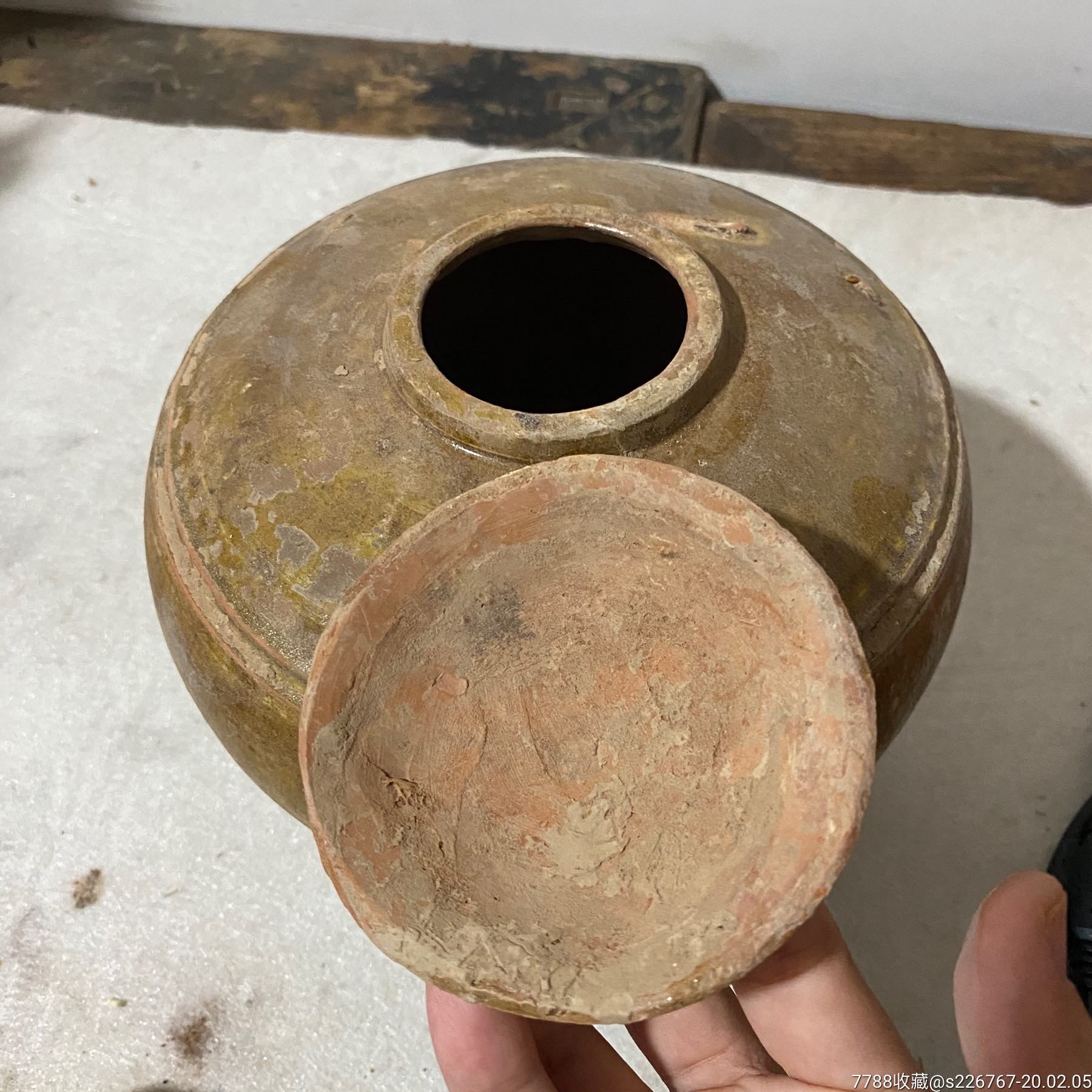 古玩陶器汉代绿釉陶罐