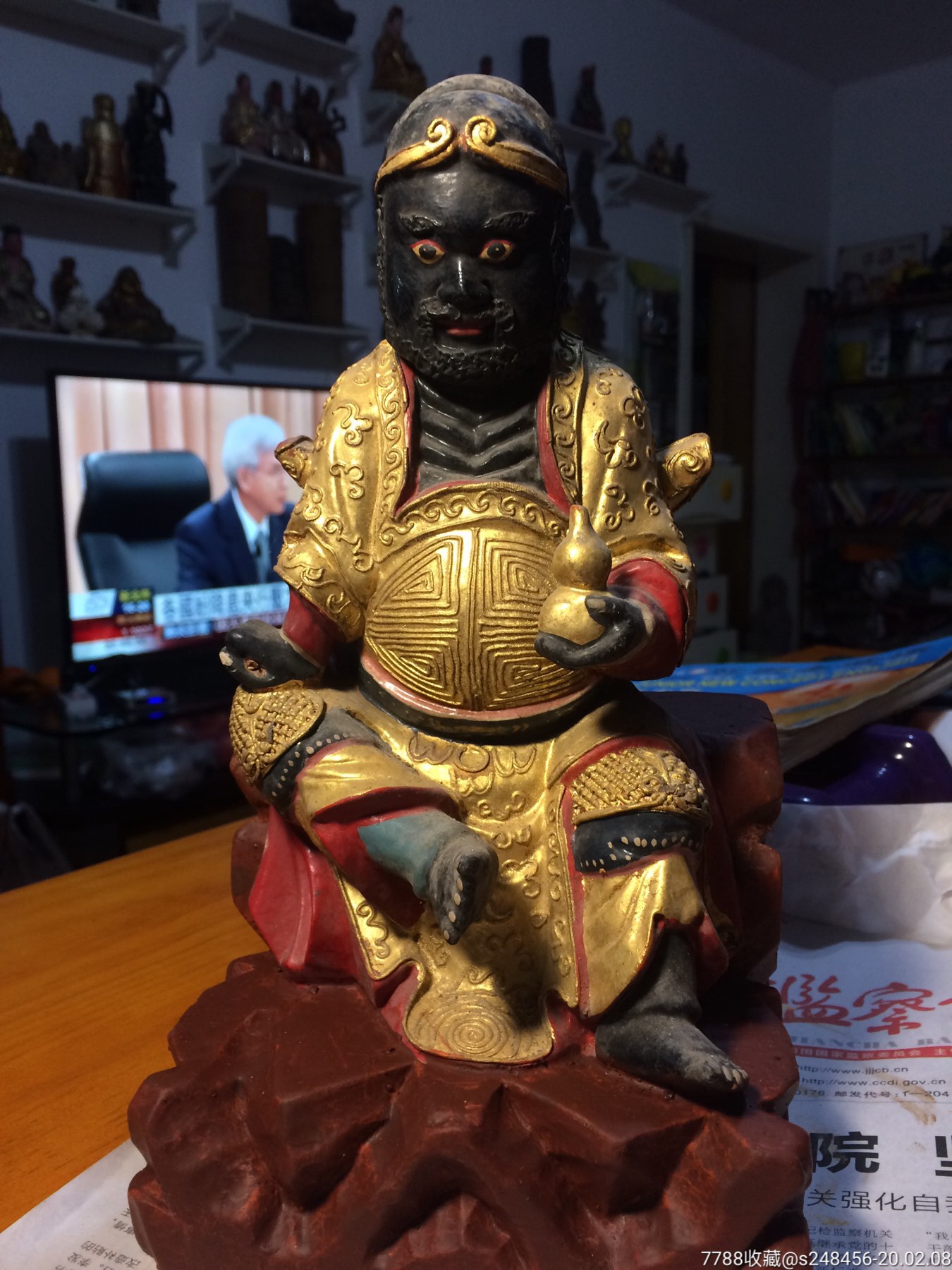 老木雕神像造像佛像古玩清代文房摆设雕件摆件木器观音像尺寸如图