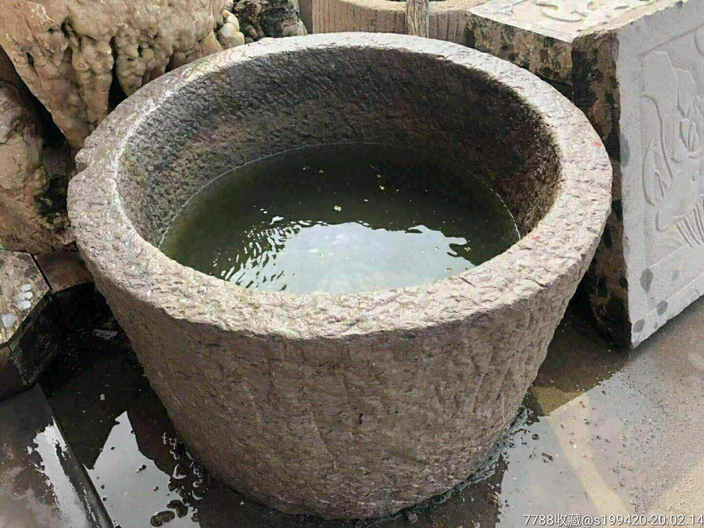 清代青石大水缸一件皮壳包浆浑厚完整