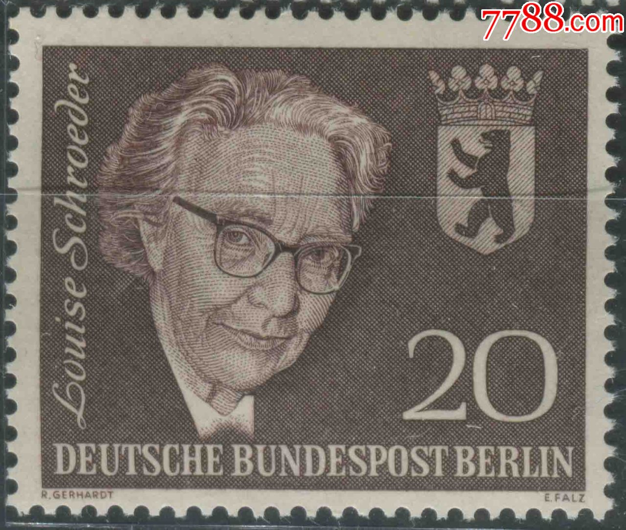 德国邮票西柏林1961年女市长施罗德逝世四周年雕刻版1全新
