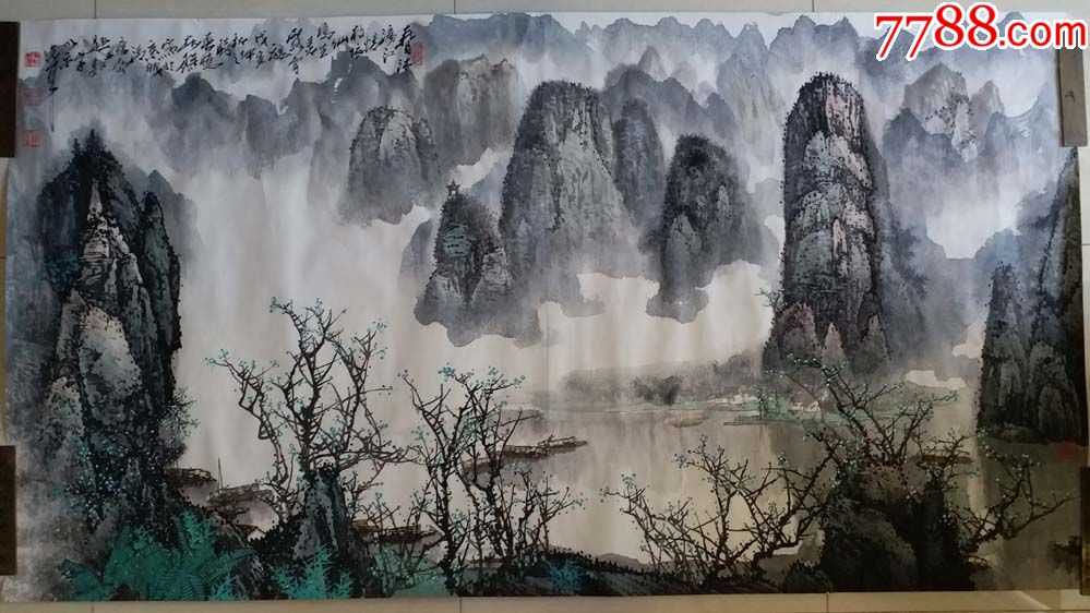 鲁西南画派创始人,著名国画家吴东魁"春沐漓江"山水画